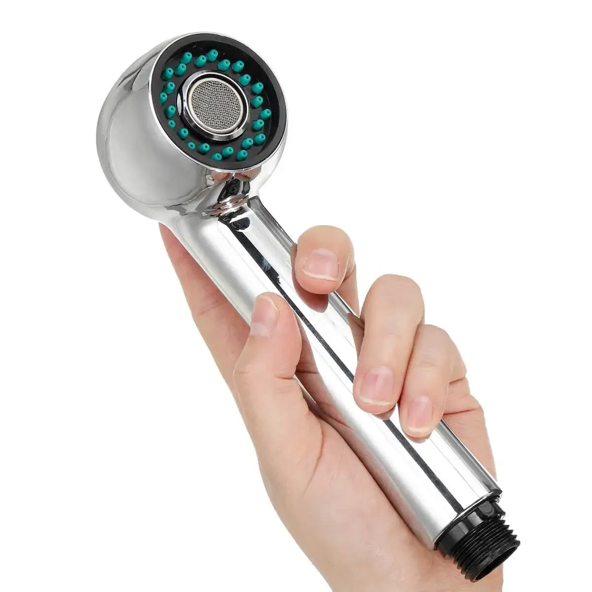 Rubinetto miscelatore lavello cucina Rubinetto da cucina Ottone massiccio argento Foro singolo Beccuccio estraibile Testa spruzzatore a flusso Miscelatore rubinetto caldo freddo
