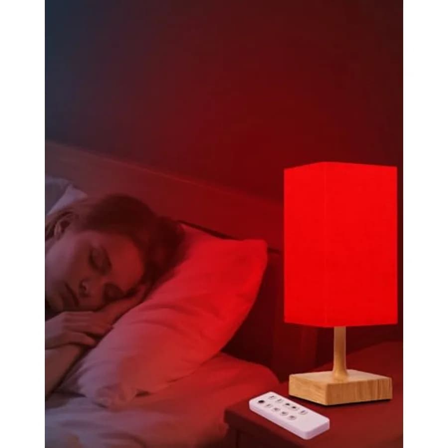 Lampada Notturna a Luce Rossa per Dormire, Lampada da Scrivania a Luce Rossa 670nm per Camera da Letto con Opzioni Multicolore e di Luminosità, Telecomando