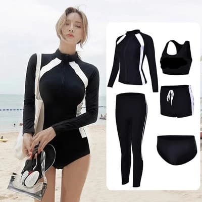 Costumi da Sub per Coppia, Maniche Lunghe e Pantaloni Lunghi, Asciugatura Rapida, Separati, Modellanti e Copribuco, Costumi da Nuoto Casual per Uomo e Donna