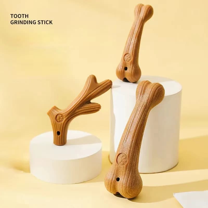 Giocattoli da masticare per cani da compagnia resistenti ai morsi Denti molari Bastone pulito Interessante legno di pino Forma di osso carino Accessori durevoli per animali domestici