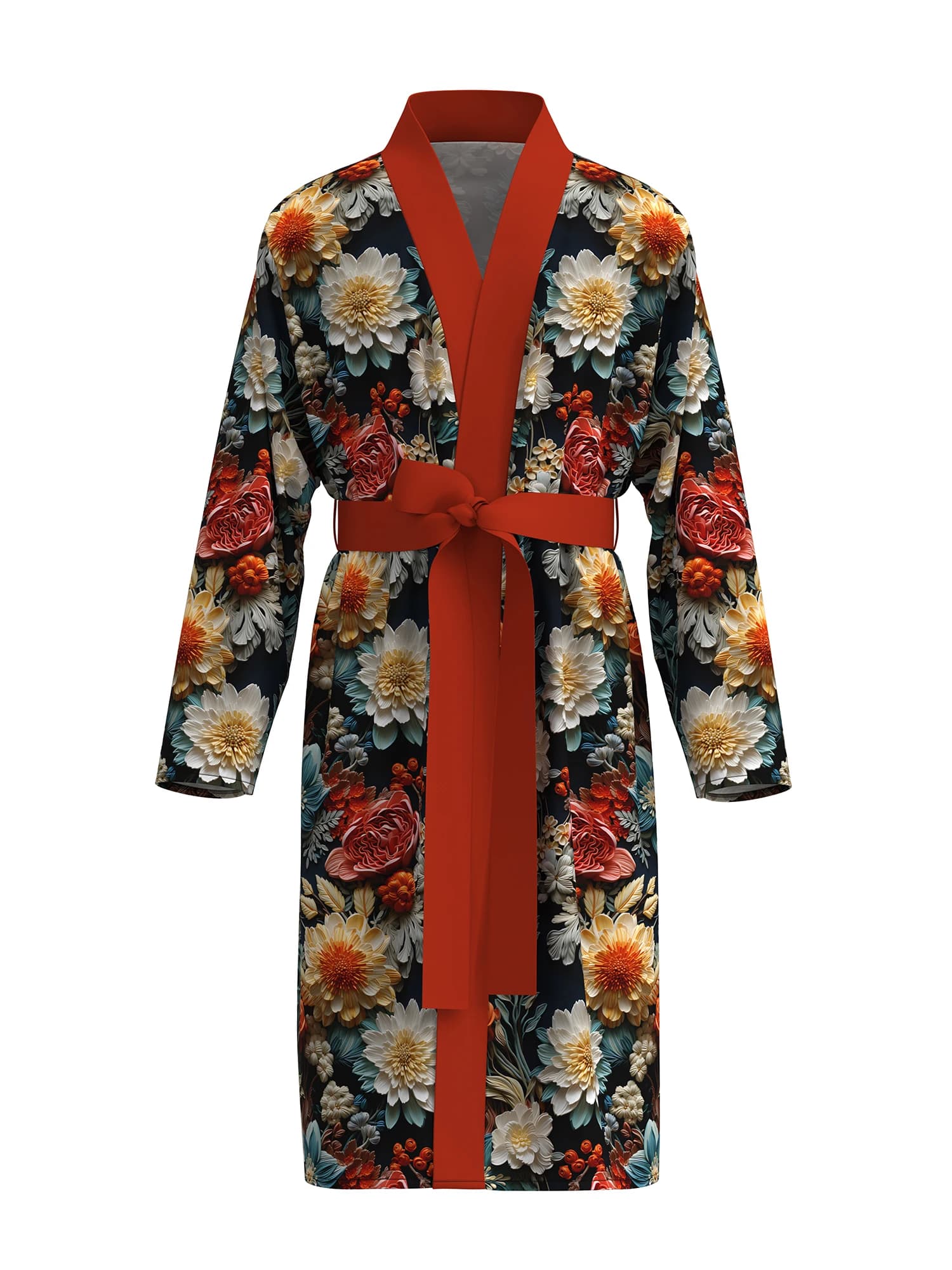 Lightweight and fast drying men's bathrobe - 3D digital printing, design that does not fade, raised collar and adjustable belt