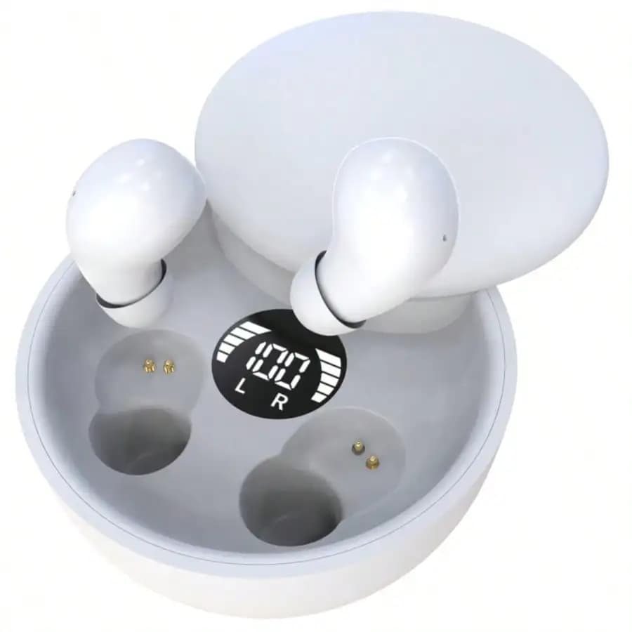 Ultra Thin Invisible Sleep Wireless Bluetooth Earbuds, 3D Stereo Sound, Low Latency, Dual Noise Reduction with Sleep & Gaming Modes for Sports & Rest