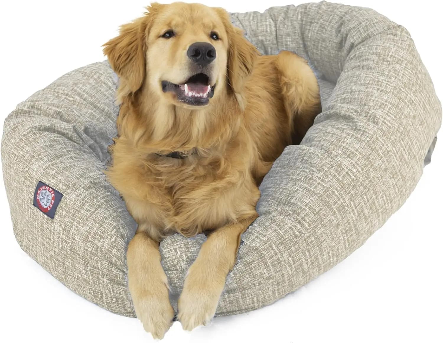 Cuccia Rotonda Accogliente per Cani con Supporto per la Colonna Vertebrale, Base Lavabile e Impermeabile, Misura Grande 40x29x9 Pollici in Colore Tan