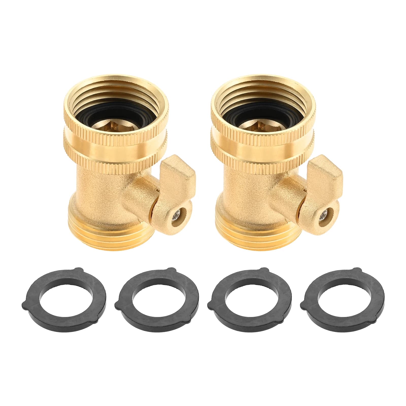 2 set valvola di intercettazione tubo dell'acqua connettore per tubo da giardino in ottone massiccio con filettatura da 3/4 pollici per impieghi gravosi per irrigatori da prato con 2 rondelle