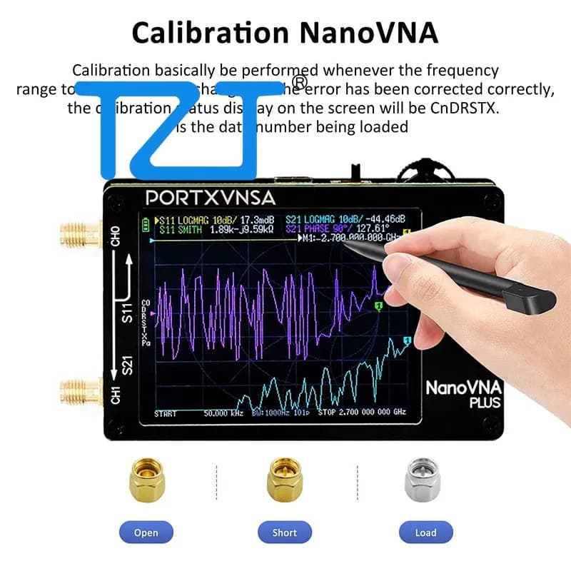 Analizzatore di rete vettoriale portatile NanoVNA Plus 50kHz-2.7GHz aggiornato TZT Touch screen da 2,8 pollici senza/con scheda SD da 32 GB