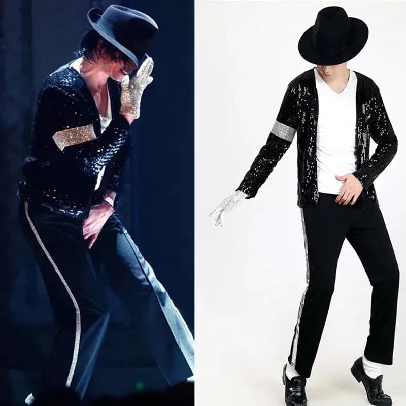 2026 MJ Michael Jackson Coat Billie Jean Jacket Glove Kids Party Cosplay Costume Clothing Children Cos Sets 2024 Tshirt