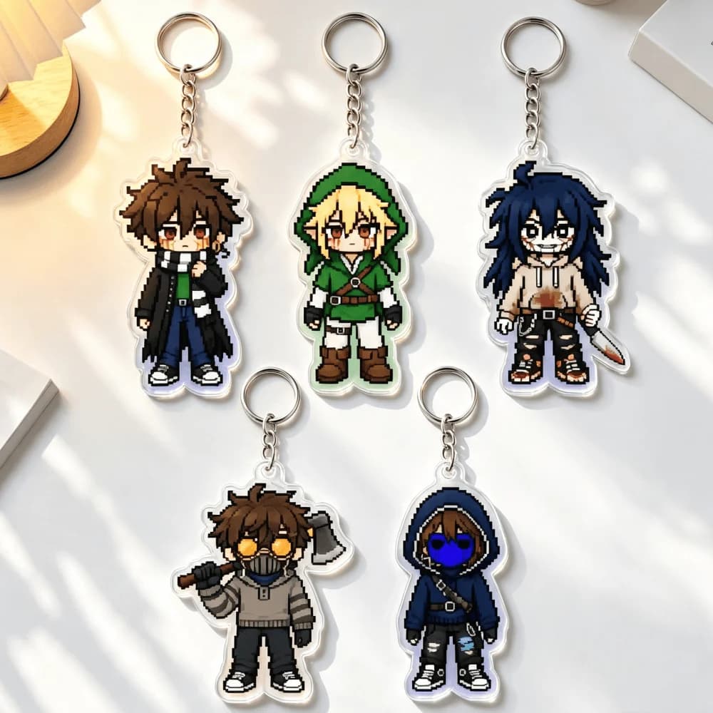 for Creepypasta Game Liu Woods Ben Drowned Eyeless Jack Peripheral Acrylic Keychain Decoration Backpack Pendant Festival Gift