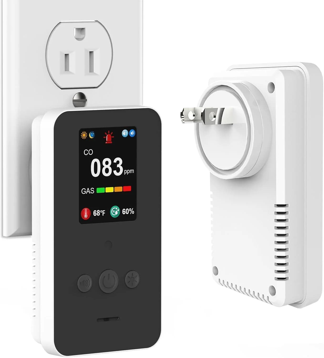 Rilevatore Combinato di Monossido di Carbonio e Gas CHZHVAN 4-in-1, Allarme per Gas Naturale e CO con Temperatura e Umidità per Sicurezza Domestica