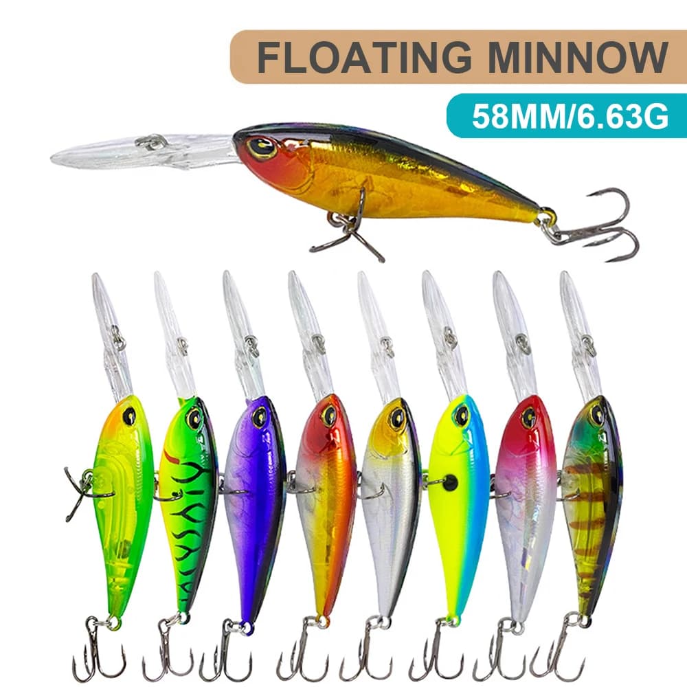 5.8cm 6.63g esche da pesca Floating Minnow Wobbler Deep Diving Long Casting artificiale Hard Bait Jerkbait trota Bass Decoy MN625