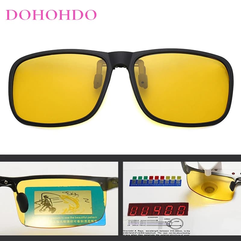 Classic Polarized Sunglasses with Clip-On, Brand Design for Women, Anti-Reflection UV400, Night Vision, Sunglasses for Men, Sports Glasses for Ladies