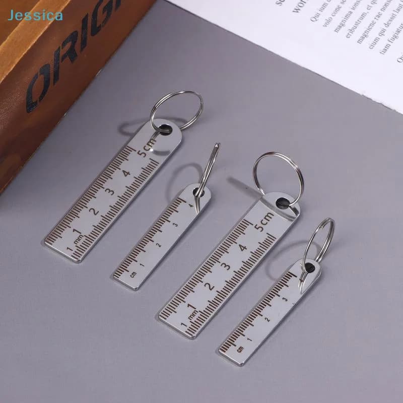 ♥ Mini portachiavi con righello in acciaio inossidabile | Portachiavi per strumenti di misurazione portatili da 1-5 cm (righello di misurazione anti-perdita)