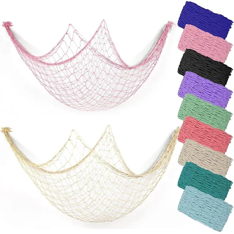 Semplicità Decorazione rete da pesca con decorazione a tema spiaggia conchiglia Decorazione rete da pesca montata a parete per camera da letto familiare