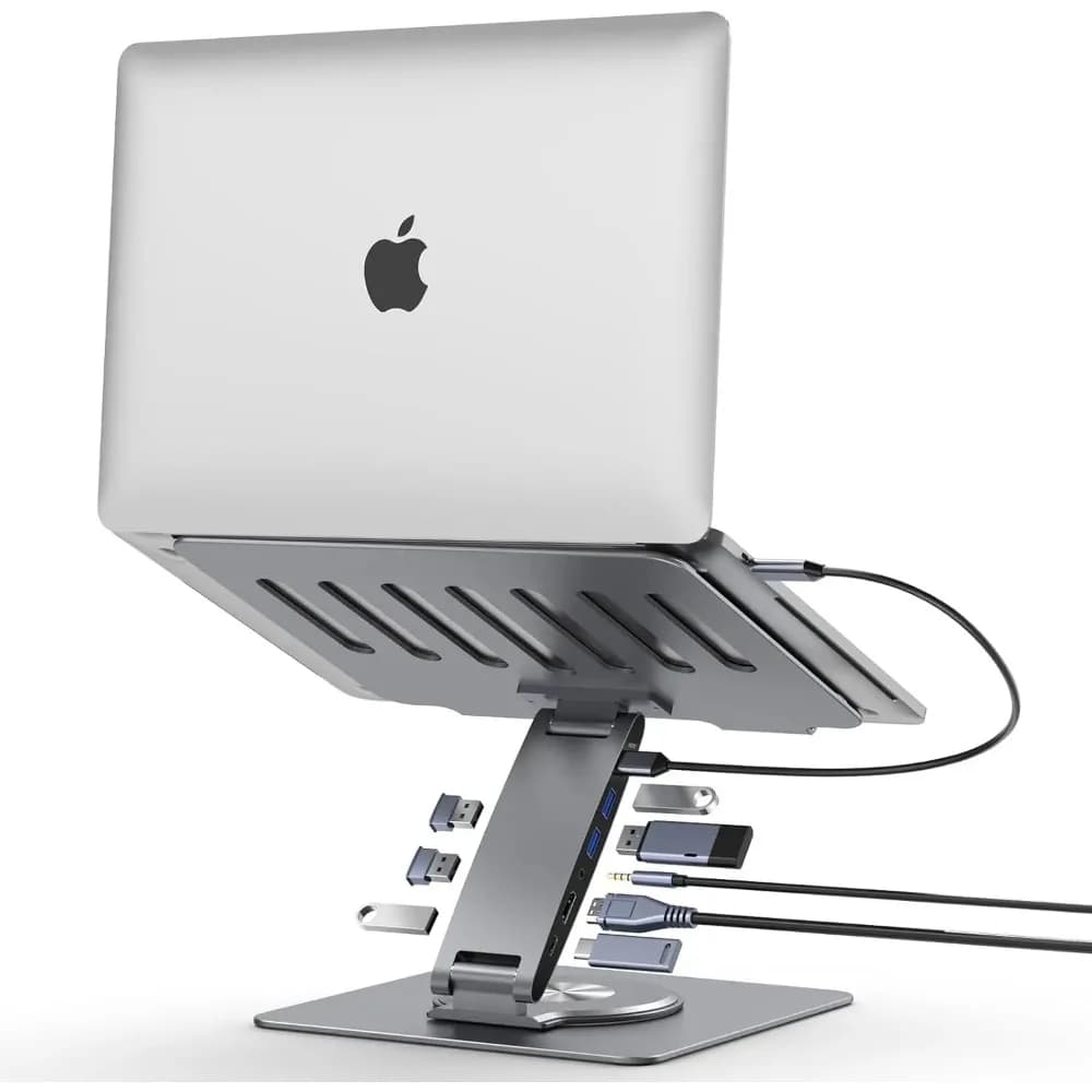Supporto per docking station per laptop 8 in 1 con doppio display HDMI 4K, USB 3.0, jack audio e hub USB-C per uso universale