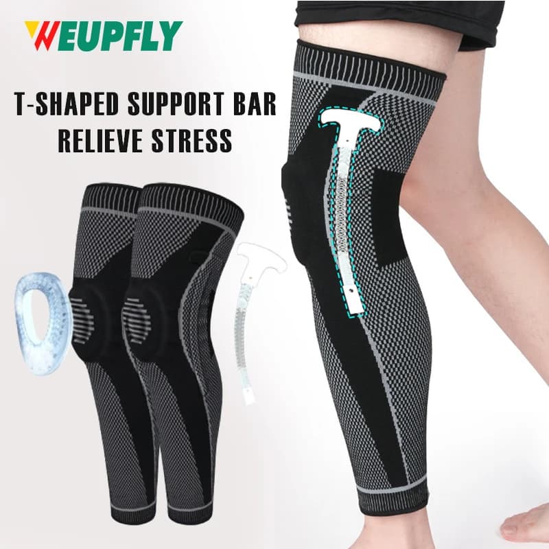 1/2 Pezzi Ginocchiera a Compressione con Cuscinetti in Gel per Rotula e Stabilizzatori Laterali - Supporto per Lesioni al Menisco, Sollievo dal Dolore Articolare