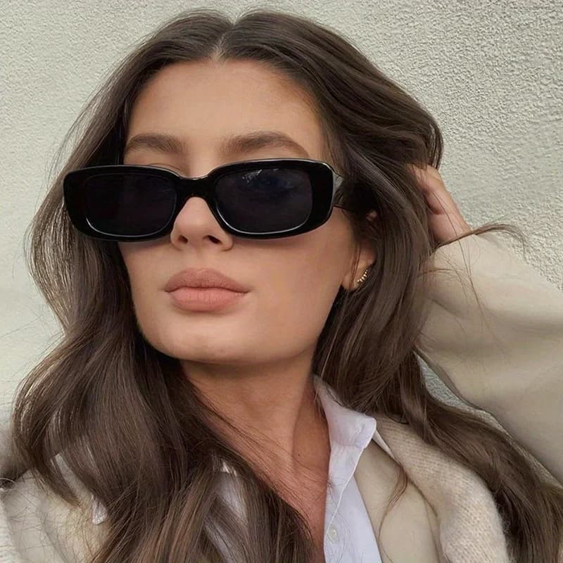 Nuovi Occhiali alla Moda con Montatura Ellittica - Occhiali Unisex con Montatura Piccola, Occhiali da Sole Quadrati Trendy Europei e Americani, Versatili