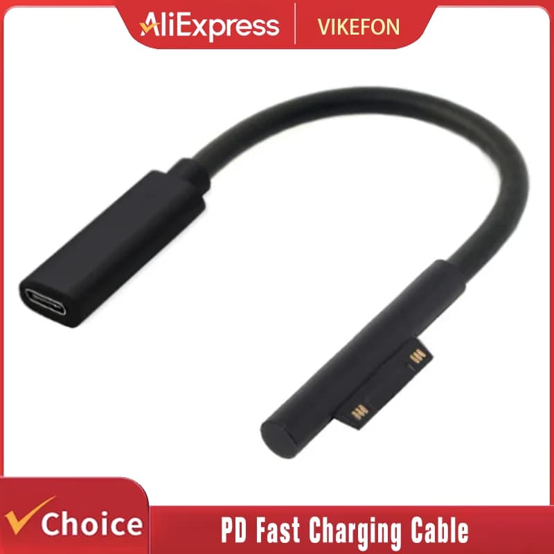 15V 3A Surface Connect to Type C PD Fast Charging Cable, Compatible for Microsoft Surface Pro 8/7/6/5/4/3 Go3/2/1 Laptop4/3/2/1