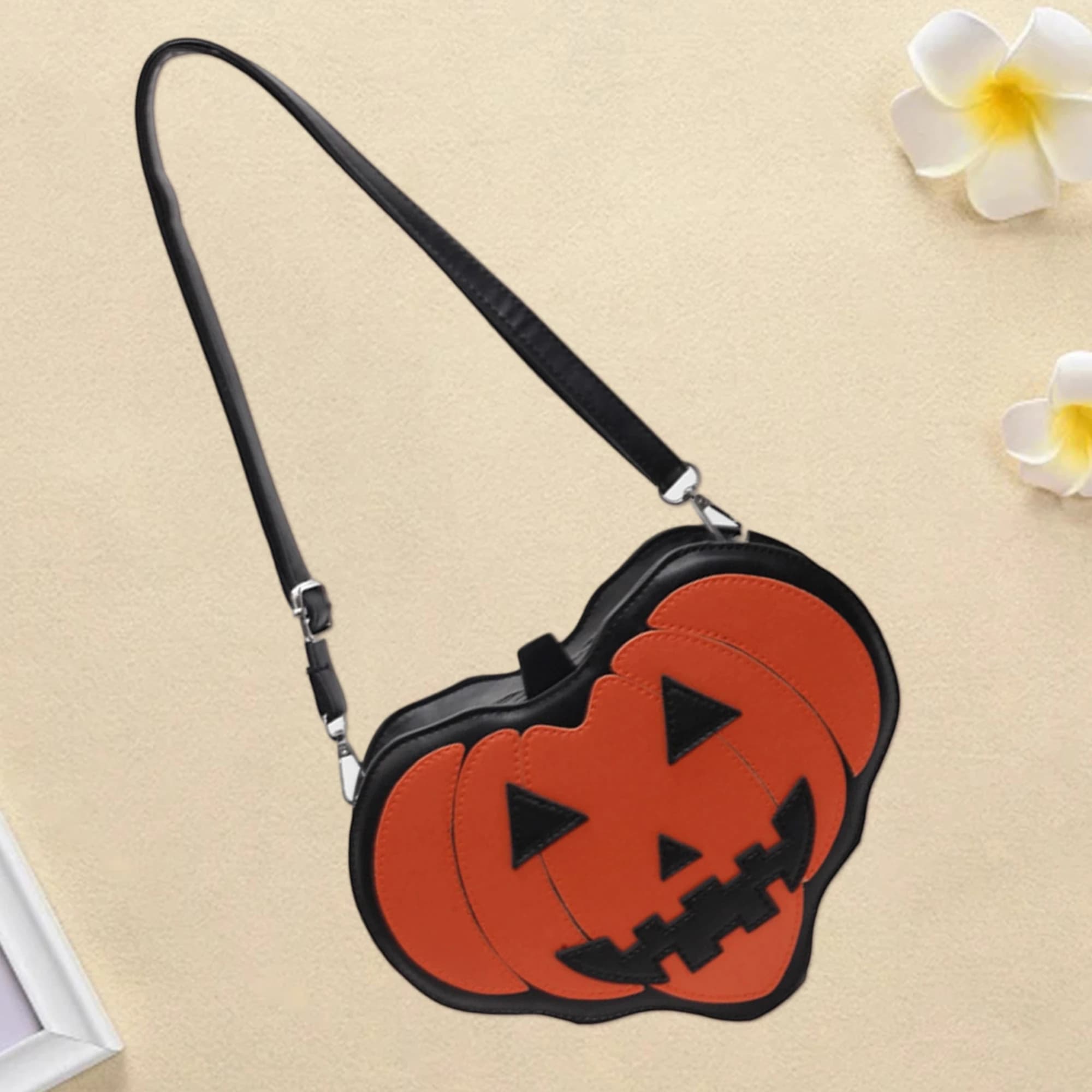 Borsa tote con strega di Halloween Borsa con stampa di gatti raccapriccianti con tracolla regolabile per dolcetti o scherzetto e feste