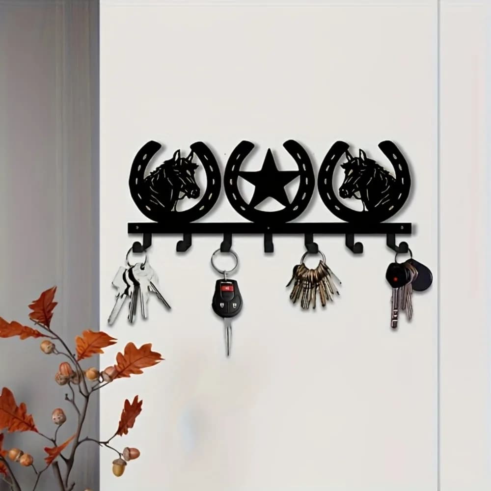 Set di ganci da parete in metallo a forma di zoccolo di cavallo - Portachiavi per giacche, asciugamani, chiavi, regalo per l'arredamento della casa