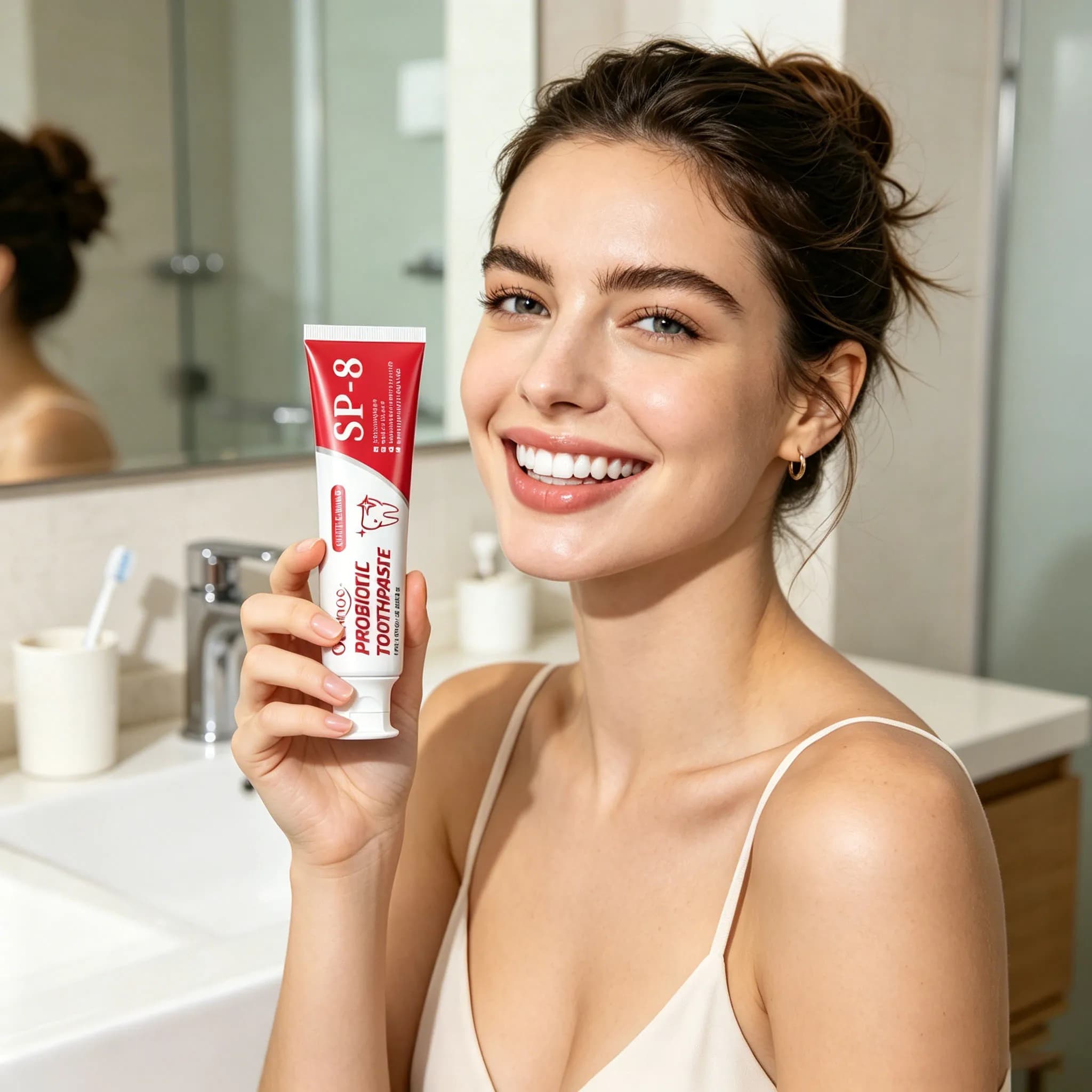 Dentifricio Sbiancante Probiotico Sp-8, Rimuove la Placca, Previene le Carie, Migliora la Resistenza ai Danni Dentali, Illumina i Denti