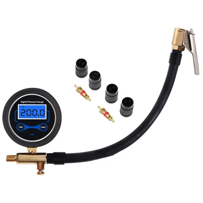 Pompa Gonfiagomme AEF2 con Display LCD, Strumento per Ispezione Pressione Pneumatici Auto, Connettore Rapido, Tubo Gonfiagomme Digitale Compatto