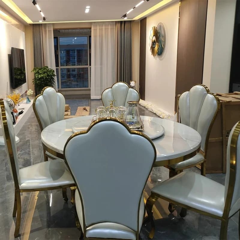 Gold Legs Dining Tables White Marble Rotating Restaurant Luxury Kitchen Table Italian Modern Mesas De Comedor Furniture For Home