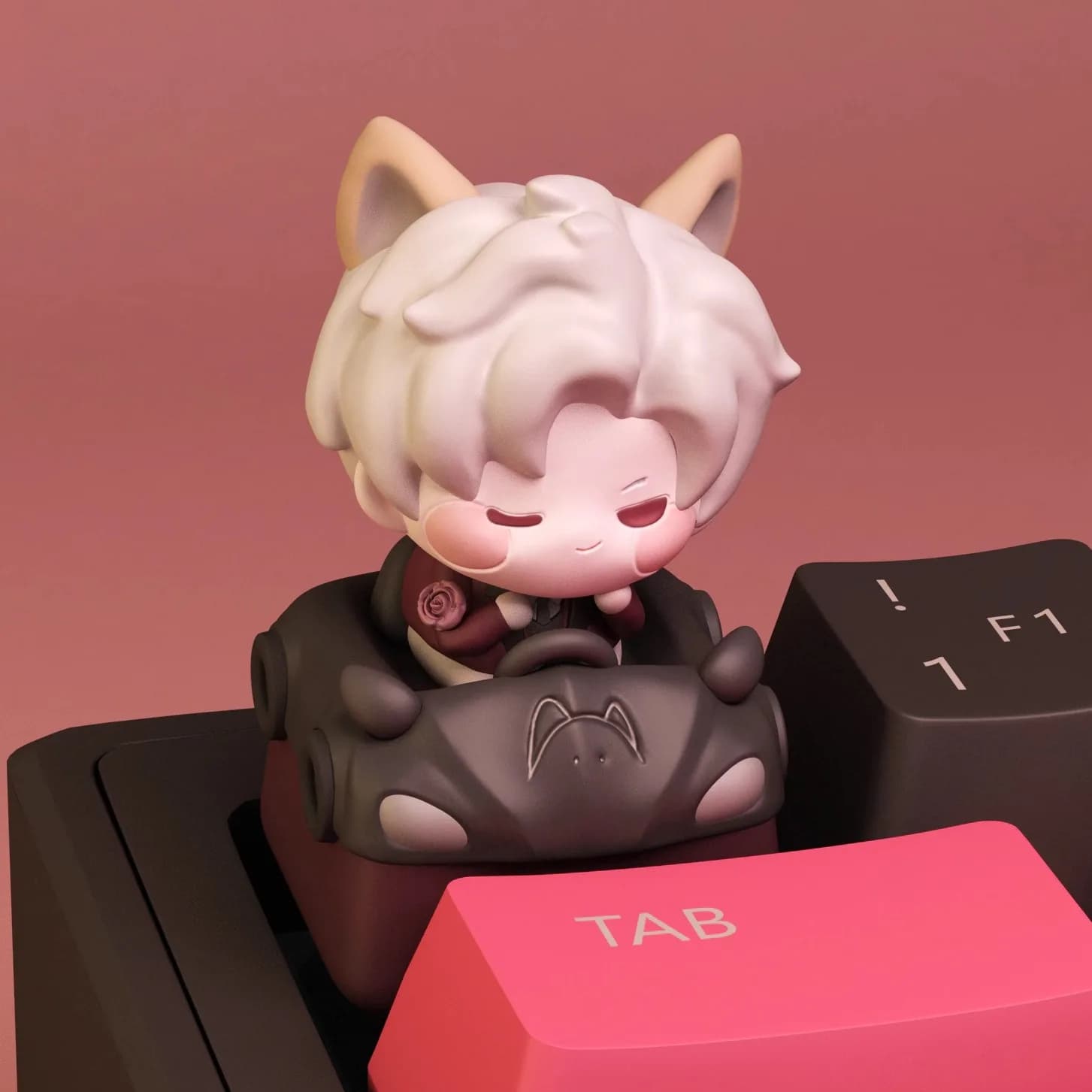 Keycaps Artigianali Love And Deepspace Qin Che Qi Yu Shen Xinghui con Orecchie di Gatto Carine, Keycaps Anime per Tastiera Meccanica, per Appassionati di Giochi e Otaku