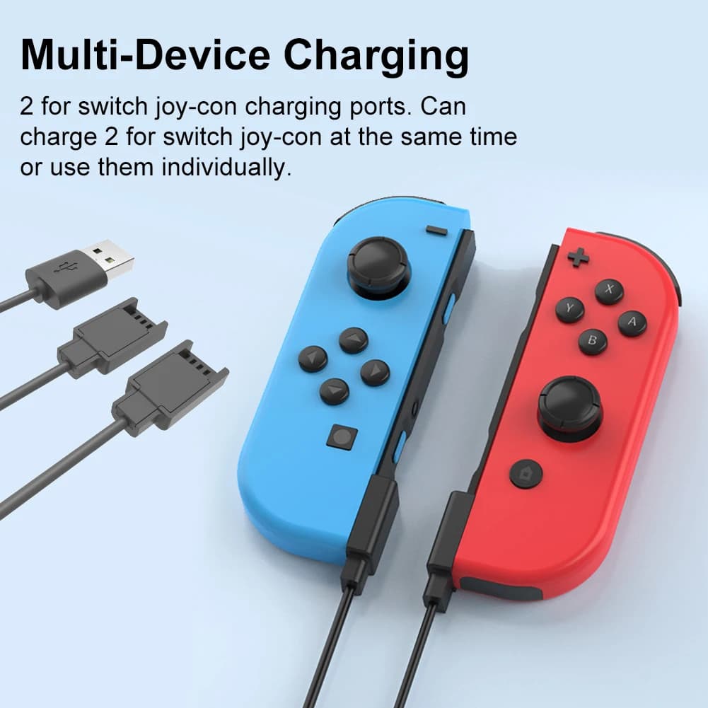 USB Charger Cable for Joycon Controller 2 in 1 2.5M Portable Charging Cable Charging Cord for Switch Controller Charger