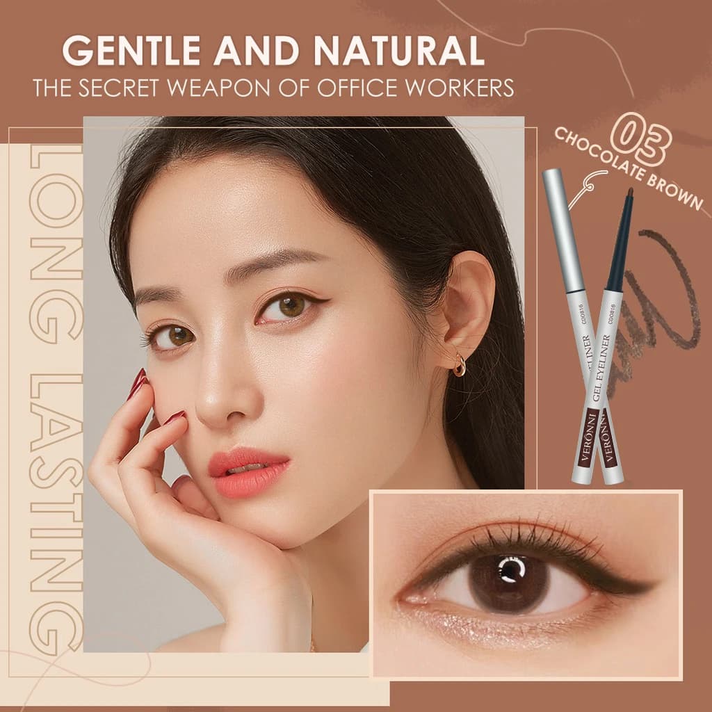 Matita eyeliner in gel VERONNI – Altamente pigmentata, resistente alle sbavature e a lunga durata, applicazione fluida, portatile e ideale per i viaggi