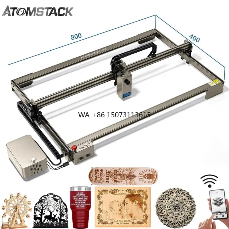 Atomstack S20 Max 130W with Air Assisted Tank Chain 800*400mm CNC Machine for Metal Engraving Wood Cutting Machine for Laser Engraving