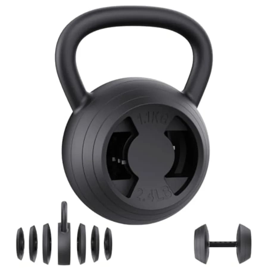Kettlebell Adjustable 2-in-1 from 15-45 LB with Larga Grip, 4.8-30 LB Weight Set for Home Strength Training