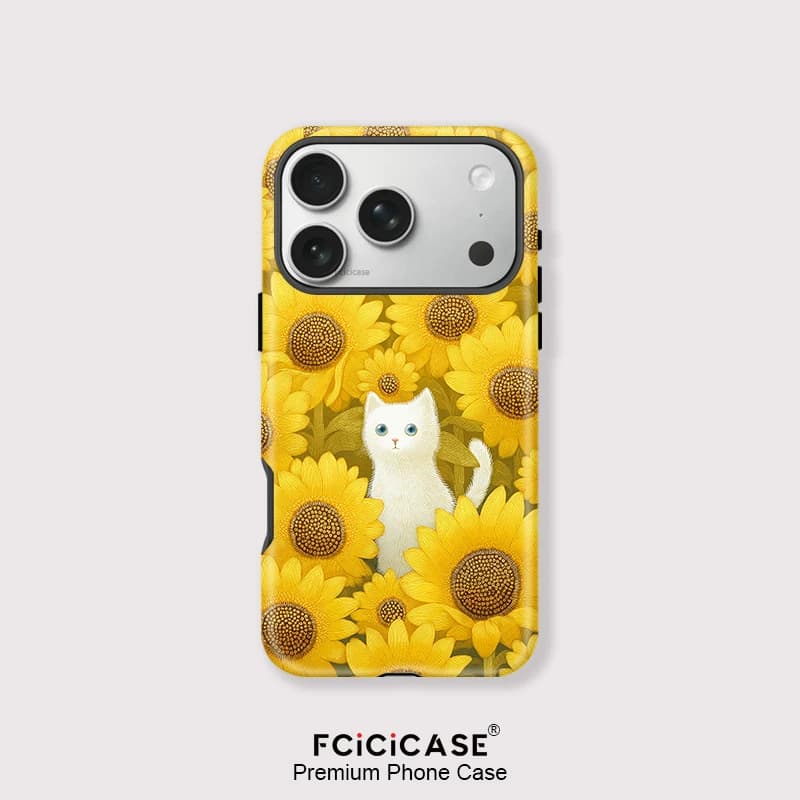 Custodia per telefono Fcicicase con stampa floreale e gatto per iPhone Air 17 16 14 13 12 15 Pro Max Plus 11, compatibile con caricabatterie wireless MagSafe, cover opaca