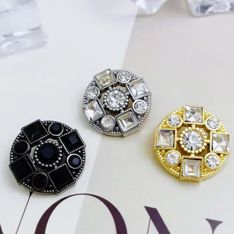 6 pezzi 15-23mm strass di lusso bottoni in metallo oro argento nero bottoni per cucire cappotto giacca artigianale forniture per cucire accessori nuovo