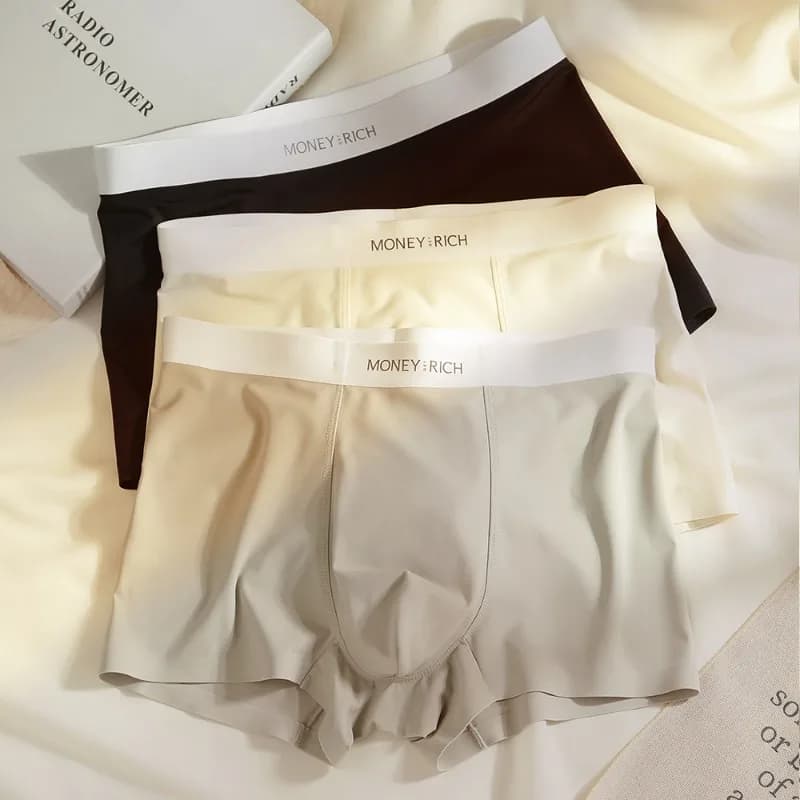 Men's Underwear: Seamless, Summer Ice Silk, Skin-Friendly, Breathable Boxer Briefs, High-Stretch, Plus-Size Shorts, Underwear