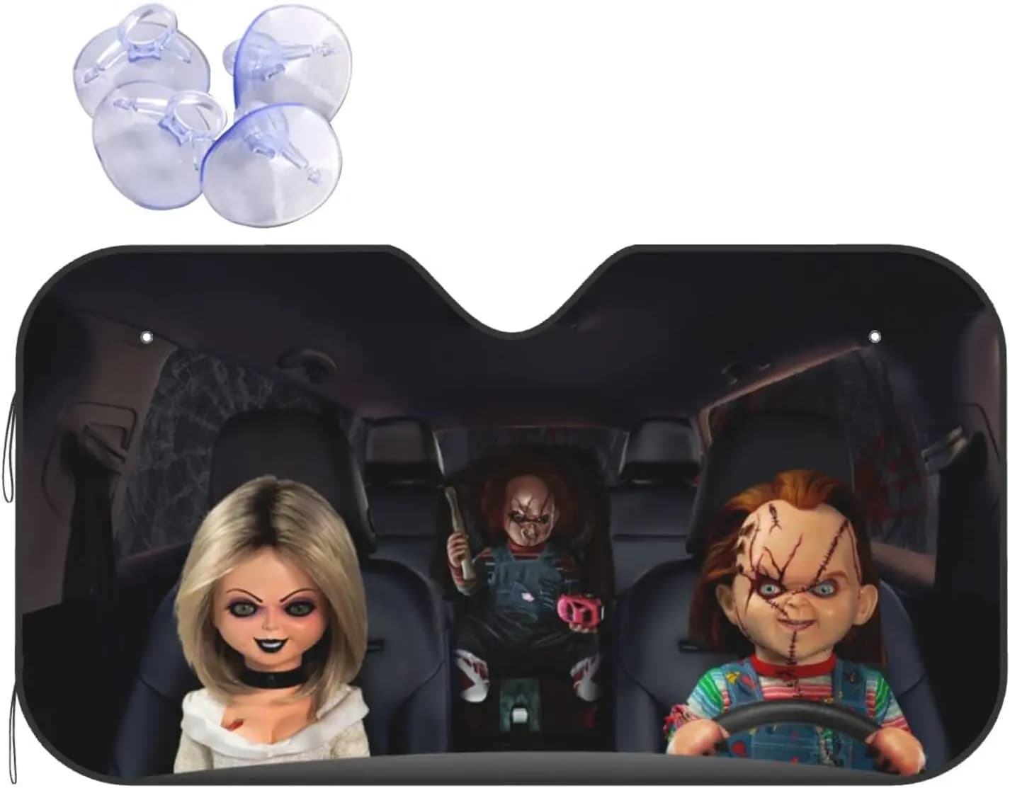 Film Horror parabrezza per Auto parasole personaggi dei cartoni animati finestra anteriore automatica parasole Block raggi UV protezione per visiera parasole per Auto