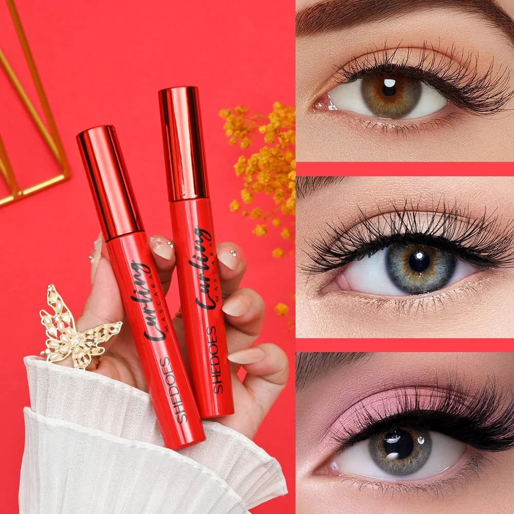 Mascara 2 pieces-5D long life, waterproof and easy to remove, three-dimensional mascara for curling and thickening with a thin brush