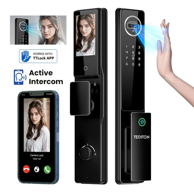 Tediton Ttlock 3d Face Smart Door Locks With Camera Cerradura Inteligente Palm Vein Video Intercom 6068 Mortise Keyless Entry