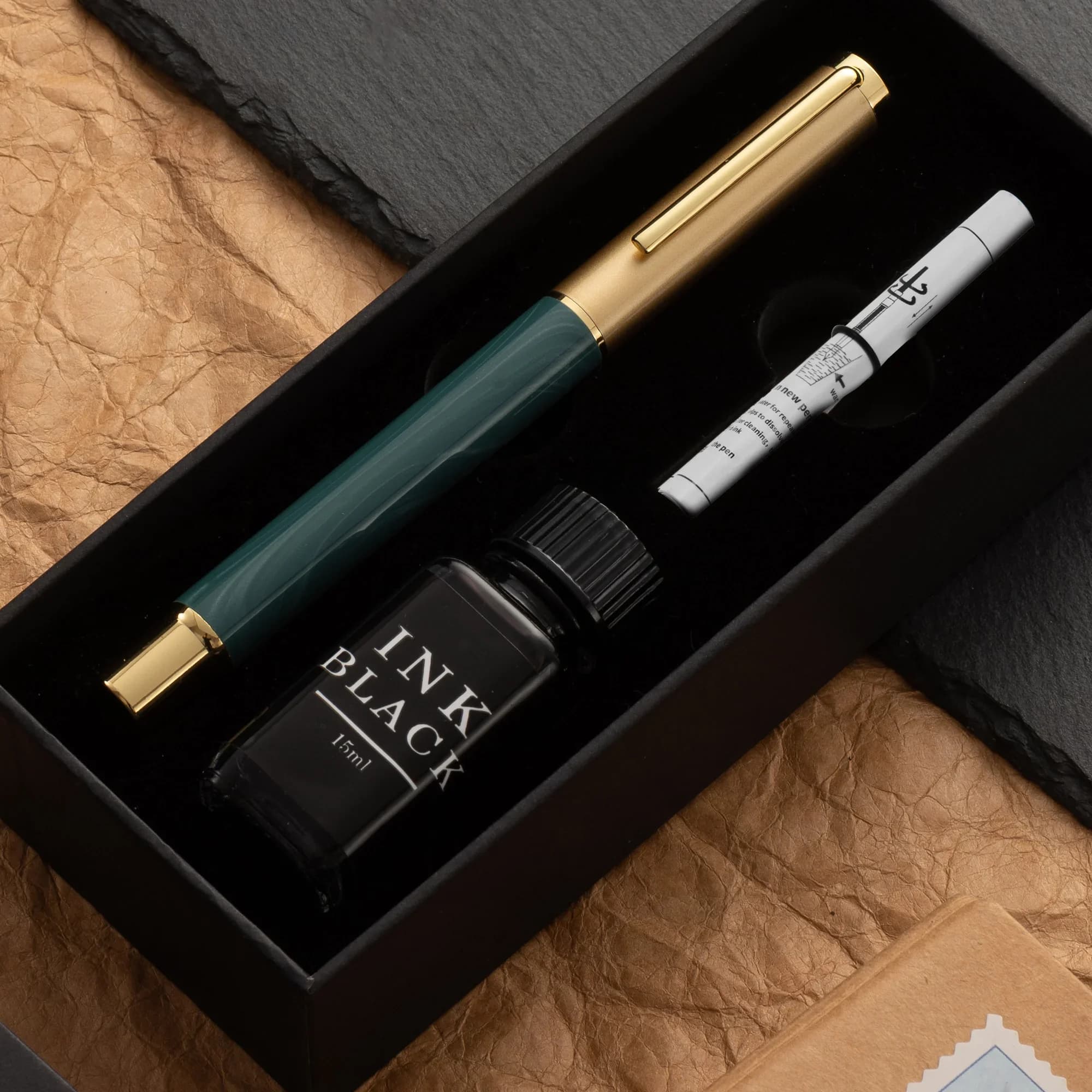 Exquisite Resin Fountain Pen Set, Medium Nib, Includes 15ml Ink, Gift Box, Note Taking, Calligraphy, Smooth Writing Fountain Pen