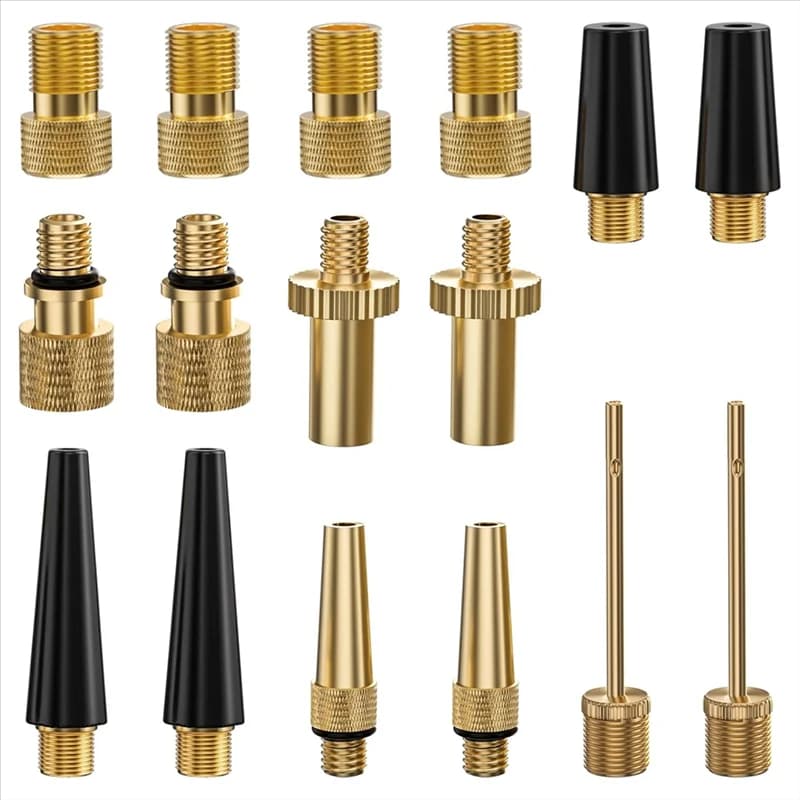 HOTTURE Set di 16 Adattatori Premium per Valvole Presta e Schrader per Bicicletta, Include Ago per Pompa a Sfera, Adattatore per Pompa Bici