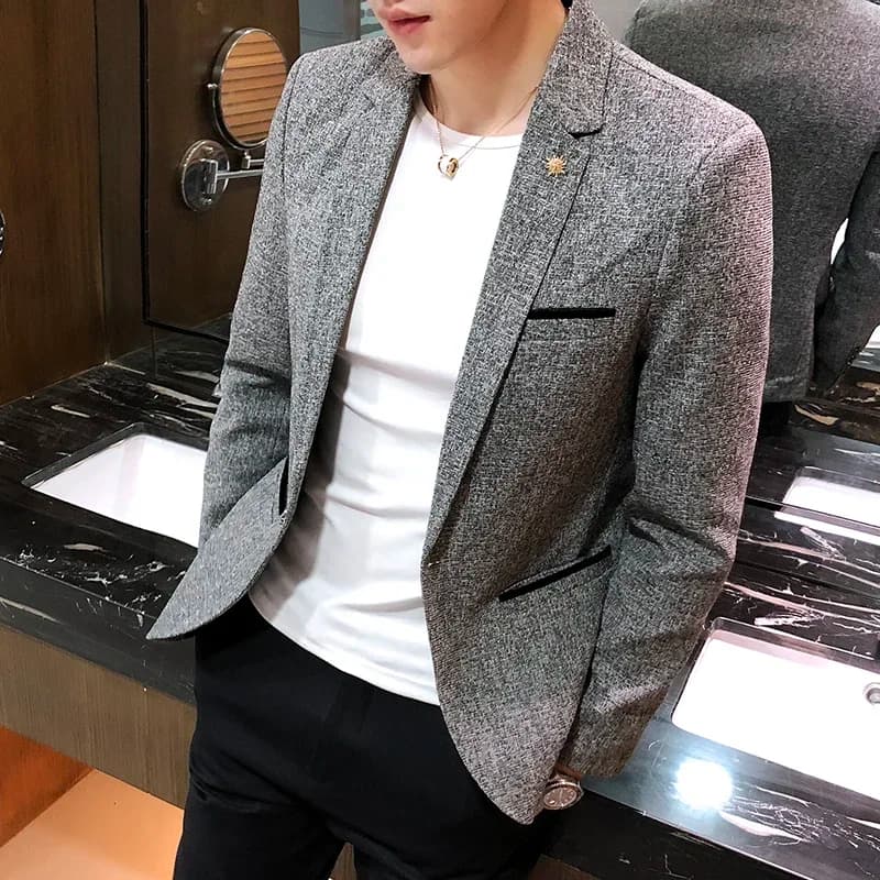 Blazer Boutique da uomo tinta unita stile britannico moda casual lavoro d'affari intervista gentiluomo festa migliore abito da uomo blazer