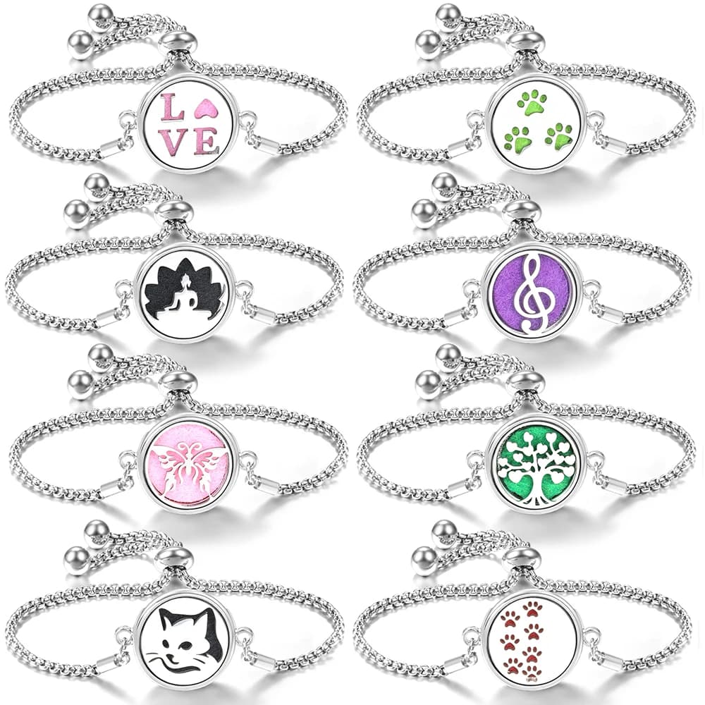 Braccialetto per aromaterapia con inserto a farfalla da 20mm alla moda bracciale con diffusore di olio essenziale da donna in acciaio inossidabile con Logo personalizzato