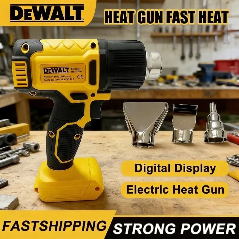 Pistola Termica a Batteria DEWALT (Solo Corpo Macchina) per Termoretrazione, Soffiatore Elettrico Industriale ad Aria Calda, Compatibile con Batterie DEWALT