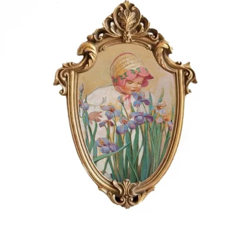 European-style distressed irregular-shaped picture frame, French classic bathroom mirror8Inch12Wall-mounted and tabletop niche a