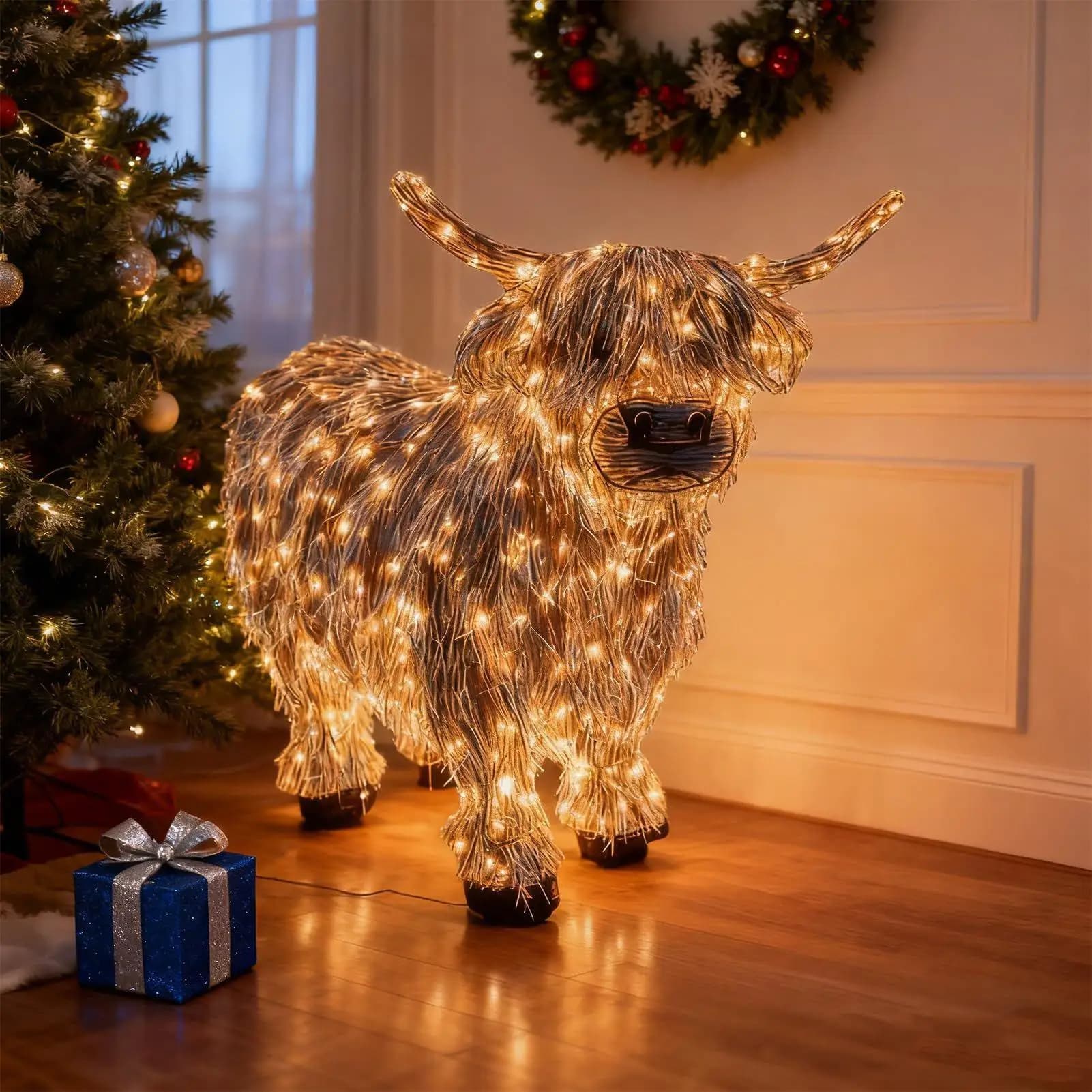 cow decorations 3D Cow Light Up 11 Inch Height outdoor decor Outdoor Yard Lawn Farmhouse Farm Porch Garden Christmas Decoration