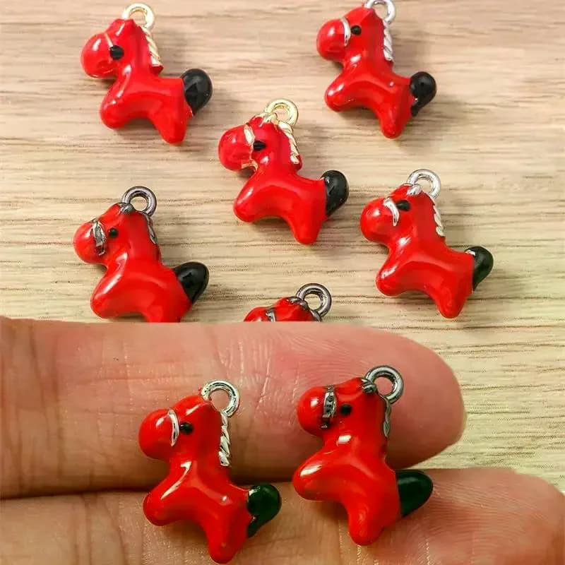 5 pendenti con ciondoli a forma di cavallo carino in lega di zinco per strumenti per la creazione di gioielli, collane, orecchini, braccialetti, accessori fai da te, forniture per regali