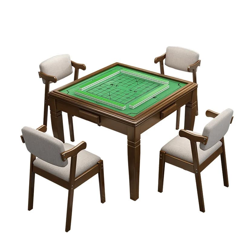 Tavolo da mahjong manuale in legno massello tavolo da pranzo multifunzionale per scacchi e carte in noce Z-chair
