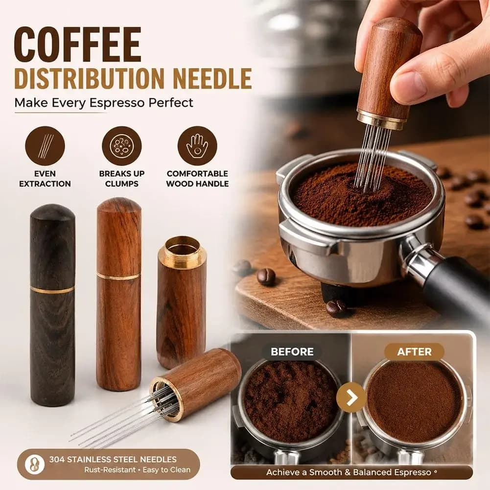 Distributore e Livellatore di Polvere di Caffè in Acciaio Inox, Strumento WDT per Espresso, Accessori per Baristi