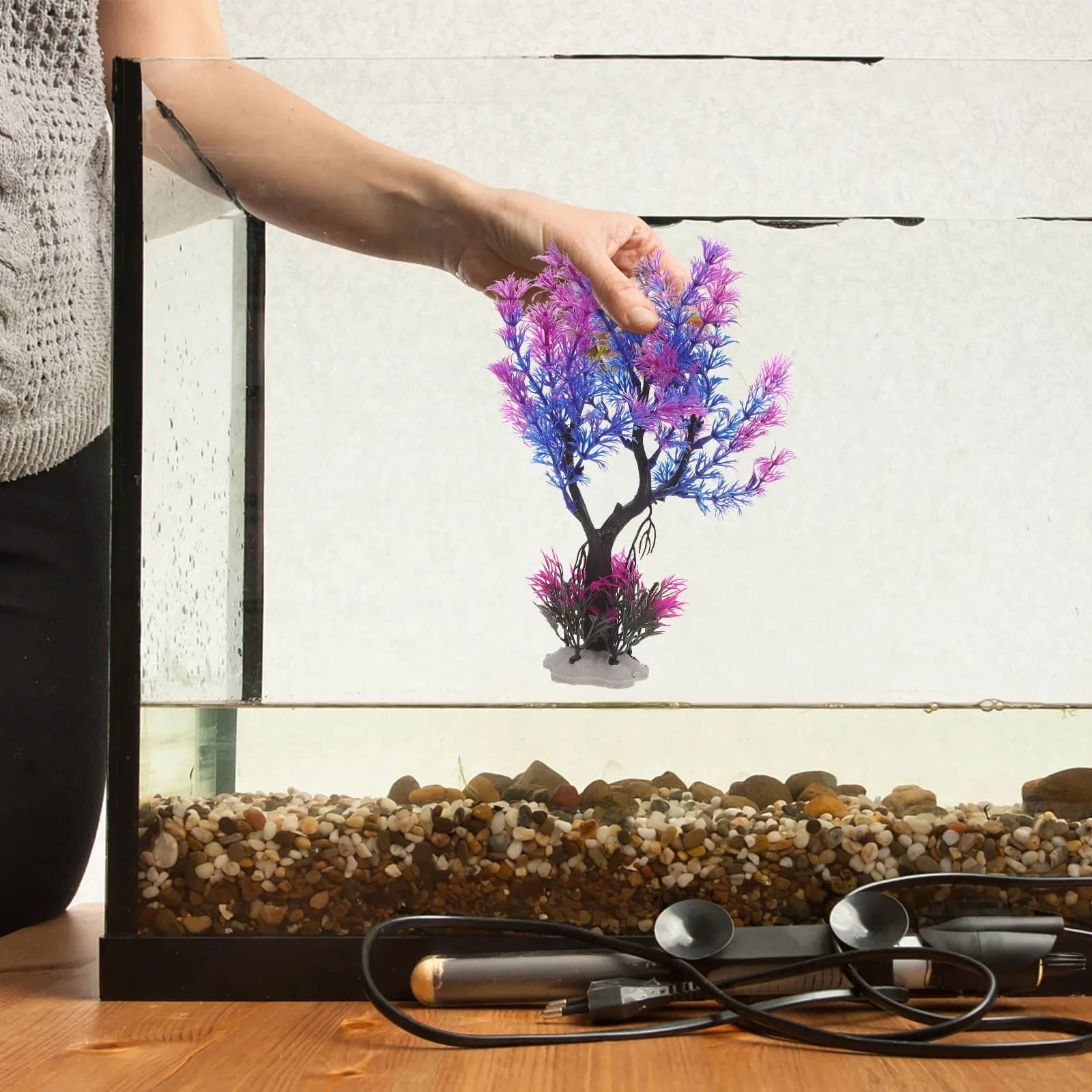 Piante Artificiali Realistiche per Acquario, Decorazioni in Plastica per Vasche di Pesci, Paesaggio Acquatico Realistico per Acqua Dolce e Salata