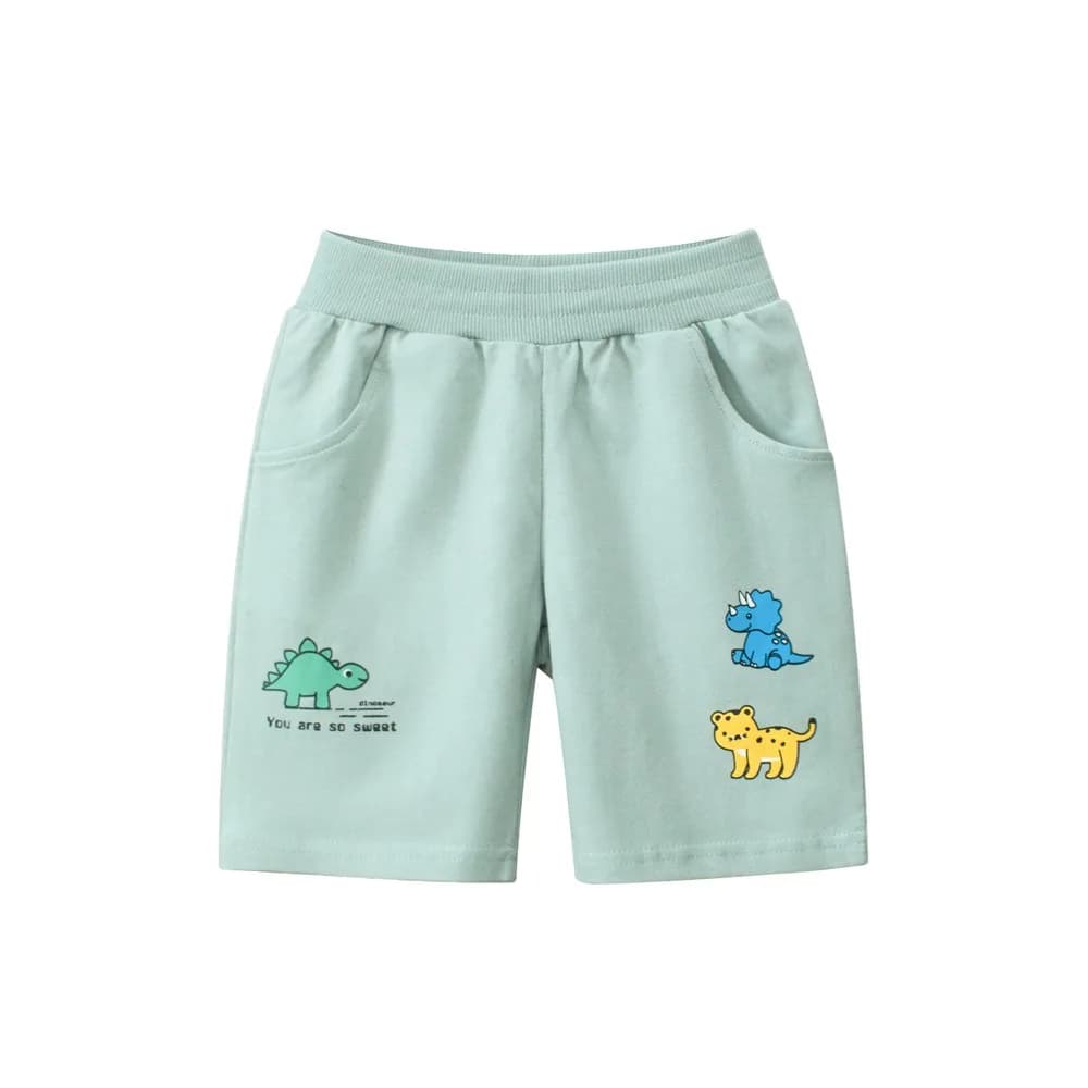 2025 Nuovi dinosauri Cartoon Shorts Bambini Ragazzi Pantaloni carini 100% cotone Pantaloni sportivi per 1 2 3 4 5 6 7 8 9 anni Neonati maschi Ragazze