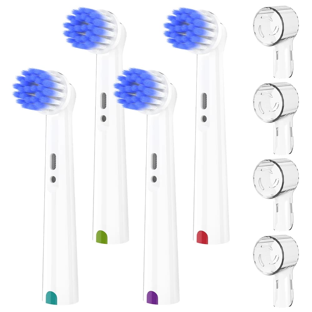 Soft spare heads with dust protection caps for tooth brush heads, compatible with Oral B electric toothbrush
