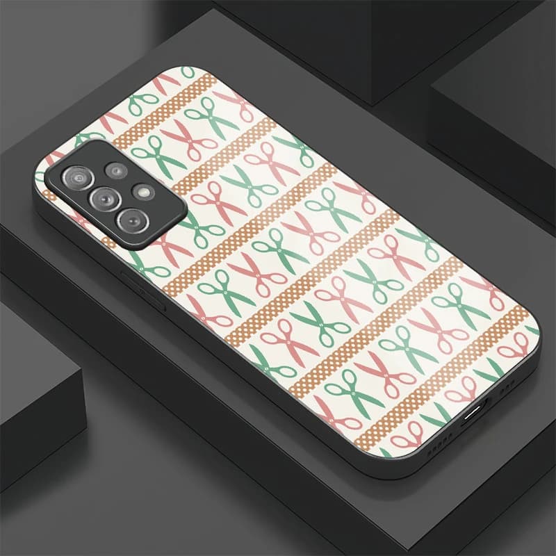 Custodia Protettiva di Lusso in Vetro per Samsung Galaxy A32 A22 A12 Nacho A72 A52 A52S A42, in Silicone Antiurto con Bottone a Forbice
